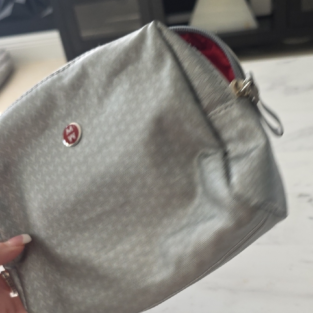 Michele Silver Cosmetic Bag with Red Accent - Picture 3 of 5
